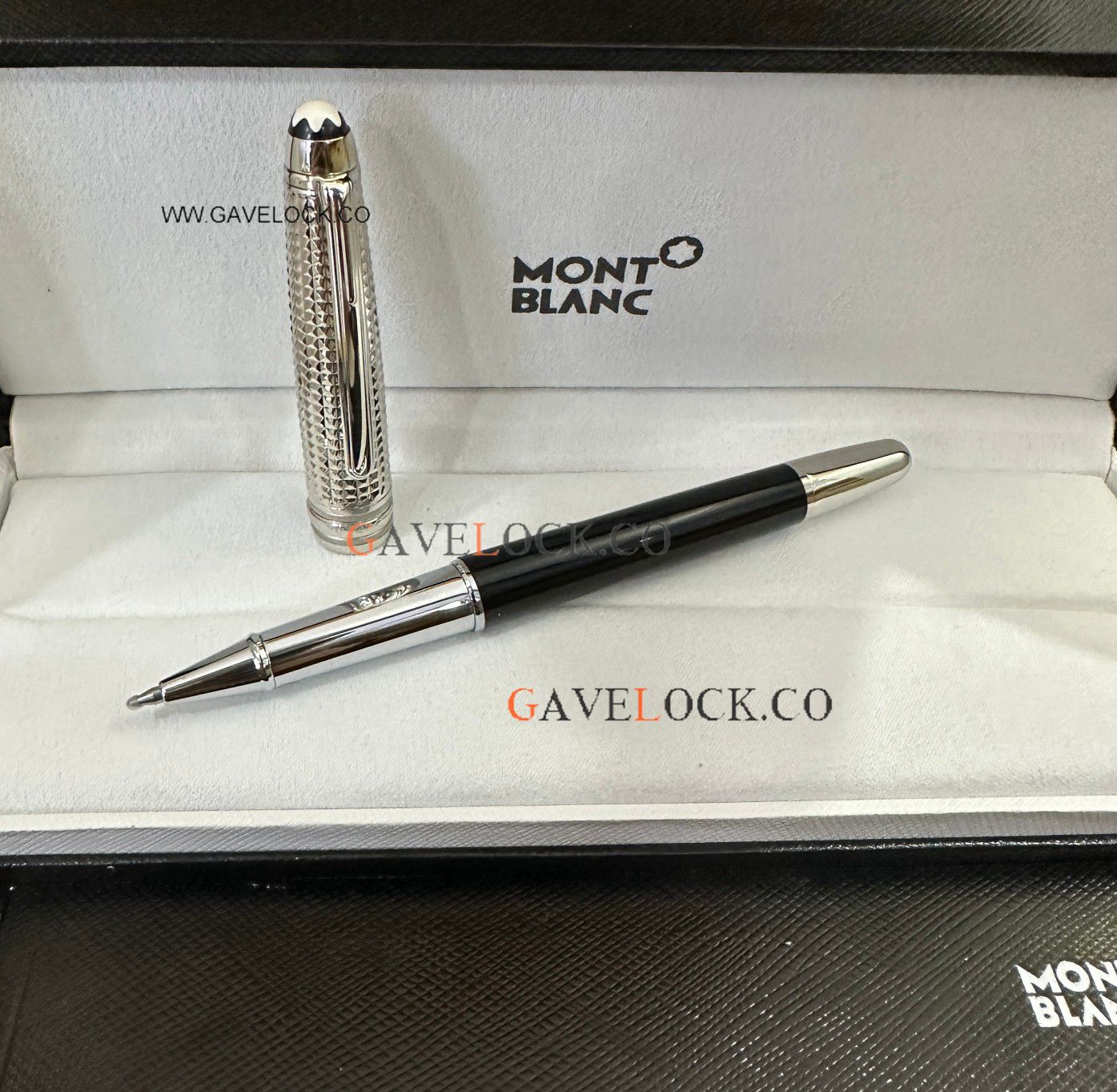 Best Montblanc Meisterstuck Doue 164 Black Barrel Silver Cap Roller ball Pen